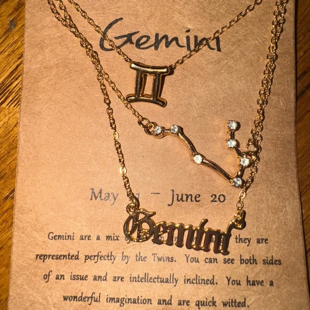 Zodiac Gemini Gold Necklace Trio
